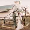 Women's Wedding Dresses Chic Lace Evening Dresses V Neck Ruffle Sleeves Beachy Boho Outdoorsy Wedding Gowns