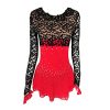 51NTLkmJWmL.jpg Ice Figure Skating Dress Girls Women Black and Red Lace Long Sleeve Competition Dress