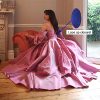Long Puffy Sleeve Prom Dresses Princess Ball Gown for Women Satin Formal Party Wedding Evening Dress