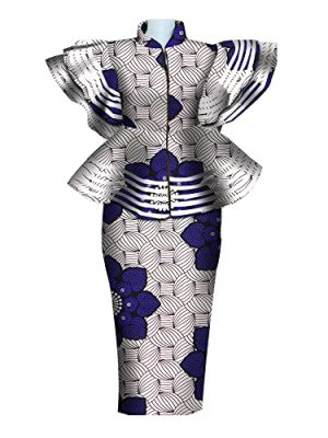 Women African Dresses Clothing Dashiki Bazin Riche Dress Women Skirt Set Print Ankara Zipper Top