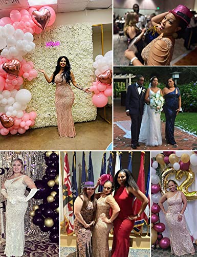 51SCjmpz0rL.jpg Women One Shoulder 1920s Plus Size Formal Dress Tassels Sleeve Sequins Gatsby Maxi Evening Gown