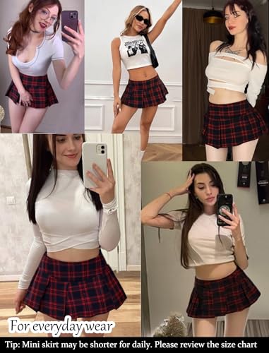 Mini Pleated Skirts for Women Mini Plaid Skirt XS-XXL