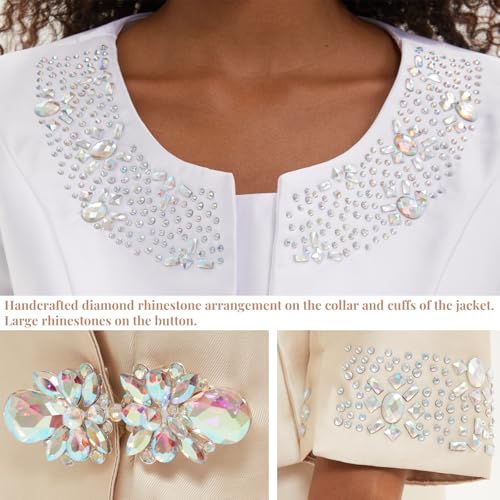 Women's 3 Piece Church Suits for Formal Occasions with Handmade Diamond Hot Stamping Dress Church Set
