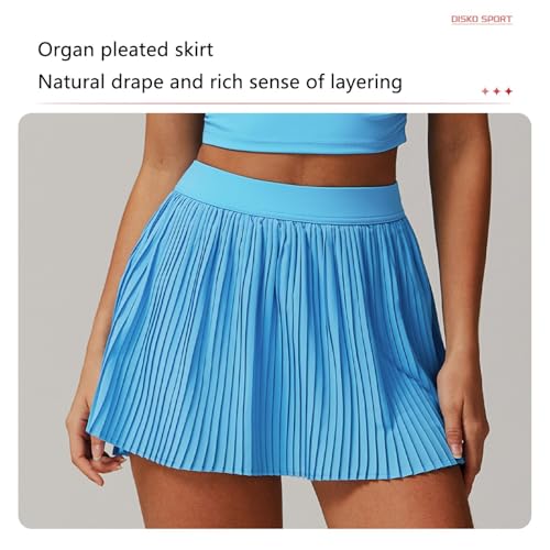 Tennis Skirt with Inner Lining Golf Pleated Skirt Suit Double Layer Design Dresses Workout Dress with Pockets