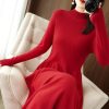 Women Pullover 100% Cashmere Wool Dress Premium Soft Knit Half Turtleneck Long Dress Sweater