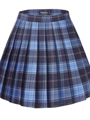 51eJmECOVsL.jpg Women's Uniforms Plaid Pleated Mini Skirt
