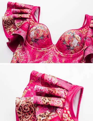 Ruffle Blue and White Porcelain Pattern Majolica Print One Piece Swimsuit and Skirt/Sarong