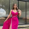 One Shoulder Satin Prom Dresses Long Sparkly Beaded Formal Dresses Mermaid Evening Dress with High Split