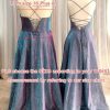 Prom Dresses Long A Line with Pockets Formal Evening Ball Gowns Side Slit Glitter Party Dress