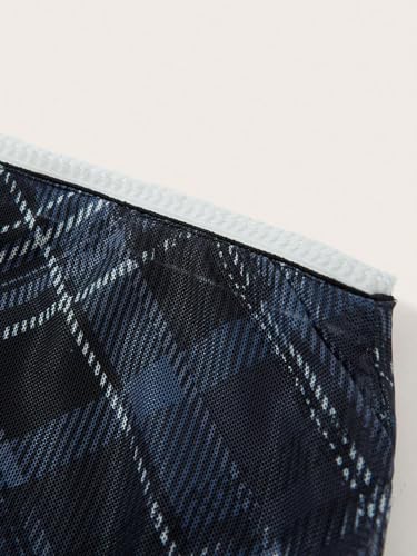 Women's Vintage Plaid Print Layered Fishtail Skirt High Waist Long Skirts