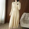 Women Pullover 100% Cashmere Wool Dress Premium Soft Knit Half Turtleneck Long Dress Sweater