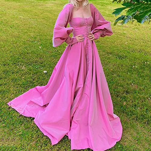 619A38Mm7kL.jpg Long Puffy Sleeve Prom Dresses Princess Ball Gown for Women Satin Formal Party Wedding Evening Dress