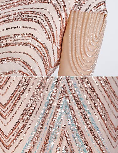 Women 1920s Plus Size Formal Dress Tassels Sleeve Sequins Gatsby Maxi Evening Gown