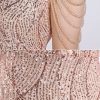 Women One Shoulder 1920s Plus Size Formal Dress Tassels Sleeve Sequins Gatsby Maxi Evening Gown