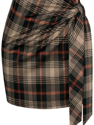 Women's Plaid Skirt Elastic High Waist Bow Tie Stretch Bodycon Pencil Mini Skirts